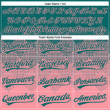 Custom Teal Medium Pink 3D Gradient Square Shape Two-Button Unisex Softball Jersey