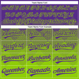 Custom Purple Neon Green 3D Gradient Square Shape Two-Button Unisex Softball Jersey