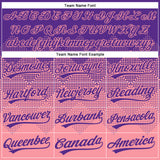 Custom Purple Medium Pink 3D Gradient Square Shape Two-Button Unisex Softball Jersey
