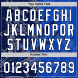 Custom Graffiti Pattern White Thunder Blue-Navy 3D Scratch Two-Button Unisex Softball Jersey
