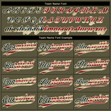 Custom Olive Vintage USA Flag-Cream Salute To Service Camo Raglan Sleeves Two-Button Unisex Softball Jersey