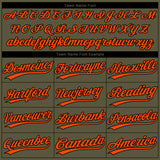 Custom Olive Orange-Black Salute To Service Camo Raglan Sleeves Two-Button Unisex Softball Jersey