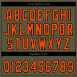 Custom Olive Orange-Black Salute To Service Camo Raglan Sleeves Two-Button Unisex Softball Jersey