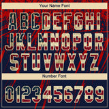 Custom Navy Vintage USA Flag Red-Cream Distressed Scratch Brush Stroke Star Raglan Sleeves Two-Button Unisex Softball Jersey