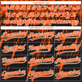 Custom Black Orange-White Distressed Scratch Brush Stroke Star Raglan Sleeves Two-Button Unisex Softball Jersey