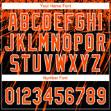 Custom Black Orange-White Distressed Scratch Brush Stroke Star Raglan Sleeves Two-Button Unisex Softball Jersey