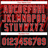 Custom Black Red-White Distressed Scratch Brush Stroke Star Raglan Sleeves Two-Button Unisex Softball Jersey