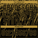 Custom Black Old Gold Distressed Scratch Brush Stroke Star Raglan Sleeves Two-Button Unisex Softball Jersey