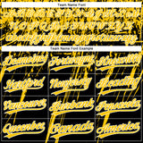 Custom Black Yellow-White Distressed Scratch Brush Stroke Star Raglan Sleeves Two-Button Unisex Softball Jersey