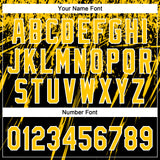 Custom Black Yellow-White Distressed Scratch Brush Stroke Star Raglan Sleeves Two-Button Unisex Softball Jersey