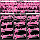 Custom Black Pink-White Distressed Scratch Brush Stroke Star Raglan Sleeves Two-Button Unisex Softball Jersey