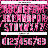 Custom Black Pink-White Distressed Scratch Brush Stroke Star Raglan Sleeves Two-Button Unisex Softball Jersey