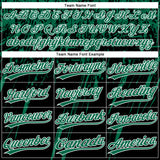 Custom Black Kelly Green-White Distressed Scratch Brush Stroke Star Raglan Sleeves Two-Button Unisex Softball Jersey