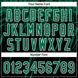 Custom Black Kelly Green-White Distressed Scratch Brush Stroke Star Raglan Sleeves Two-Button Unisex Softball Jersey