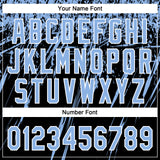 Custom Black Light Blue-White Distressed Scratch Brush Stroke Star Raglan Sleeves Two-Button Unisex Softball Jersey