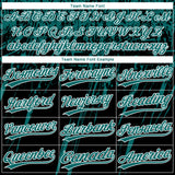 Custom Black Teal-White Distressed Scratch Brush Stroke Star Raglan Sleeves Two-Button Unisex Softball Jersey