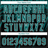 Custom Black Teal-White Distressed Scratch Brush Stroke Star Raglan Sleeves Two-Button Unisex Softball Jersey