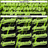 Custom Black Neon Green-White Distressed Scratch Brush Stroke Star Raglan Sleeves Two-Button Unisex Softball Jersey