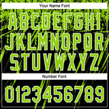 Custom Black Neon Green-White Distressed Scratch Brush Stroke Star Raglan Sleeves Two-Button Unisex Softball Jersey