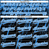 Custom Black Electric Blue-White Distressed Scratch Brush Stroke Star Raglan Sleeves Two-Button Unisex Softball Jersey