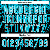 Custom Black Lakes Blue-White Distressed Scratch Brush Stroke Star Raglan Sleeves Two-Button Unisex Softball Jersey