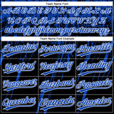 Custom Black Thunder Blue-White Distressed Scratch Brush Stroke Star Raglan Sleeves Two-Button Unisex Softball Jersey