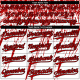 Custom White Red-Black Distressed Scratch Brush Stroke Star Raglan Sleeves Two-Button Unisex Softball Jersey