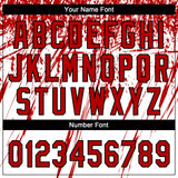 Custom White Red-Black Distressed Scratch Brush Stroke Star Raglan Sleeves Two-Button Unisex Softball Jersey