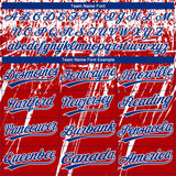 Custom Red Royal-White Distressed Scratch Brush Stroke Star Raglan Sleeves Two-Button Unisex Softball Jersey