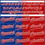 Custom Red Royal-White Stars & Stripes Raglan Sleeves Two-Button Unisex Softball Jersey