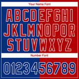 Custom Red Royal-White Stars & Stripes Raglan Sleeves Two-Button Unisex Softball Jersey