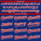 Custom Royal White Pinstripe Red Star Raglan Sleeves Two-Button Unisex Softball Jersey