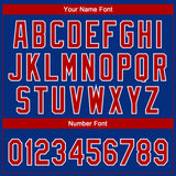 Custom Royal White Pinstripe Red Star Raglan Sleeves Two-Button Unisex Softball Jersey