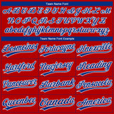 Custom Red White Pinstripe Royal Star Raglan Sleeves Two-Button Unisex Softball Jersey