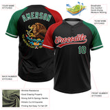 Custom Black Kelly Green Red-White Mexico Two-Button Unisex Softball Jersey