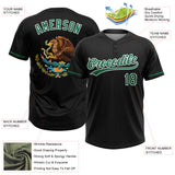 Custom Black Kelly Green-White Mexico Two-Button Unisex Softball Jersey