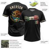 Custom Black Vintage Mexican Flag-Cream Mexico Two-Button Unisex Softball Jersey
