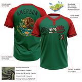 Custom Kelly Green Vintage Mexican Flag Red-Black Mexico Two-Button Unisex Softball Jersey