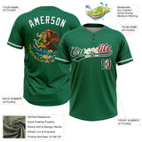 Custom Kelly Green Vintage Mexican Flag-White Mexico Two-Button Unisex Softball Jersey