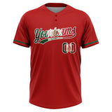 Custom Red Vintage Mexican Flag-White Mexico Two-Button Unisex Softball Jersey