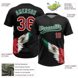 Custom Black Kelly Green Red-White The Abstract Wing With Mexican Flag Two-Button Unisex Softball Jersey