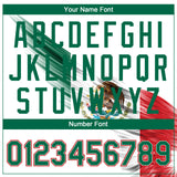 Custom White Kelly Green-Red The Abstract Wing With Mexican Flag Two-Button Unisex Softball Jersey