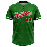 Custom Kelly Green Red-White Mexico Two-Button Unisex Softball Jersey