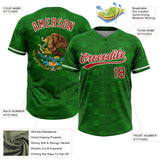 Custom Kelly Green Red-White Mexico Two-Button Unisex Softball Jersey
