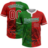 Custom Red Kelly Green-White Mexico Two-Button Unisex Softball Jersey
