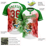 Custom Grass Green Red-White Mexico Two-Button Unisex Softball Jersey