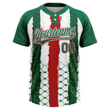 Custom Kelly Green Red-White Mexico Two-Button Unisex Softball Jersey