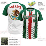 Custom Kelly Green Red-White Mexico Two-Button Unisex Softball Jersey