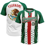 Custom Kelly Green Red-White Mexico Two-Button Unisex Softball Jersey