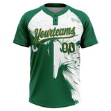 Custom Kelly Green Old Gold-White Mexico Two-Button Unisex Softball Jersey